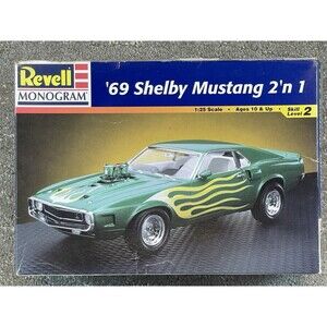 Revell Monogram ‘69 Shelby Mustang Model Kit Sealed Open Box 2’n1 1:25 Scale Car